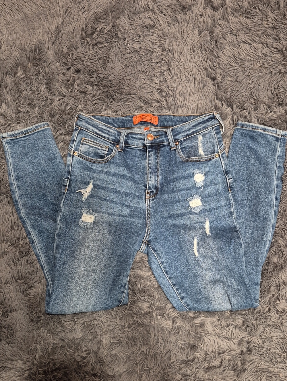 👖Wax Jean Distressed Light Blue Skinny Jeans👖
